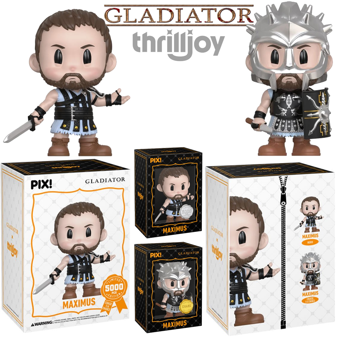 Boneco Thrilljoy PIX! Maximus Decimus (Russell Crowe) do Filme Gladiador de Ridley Scott