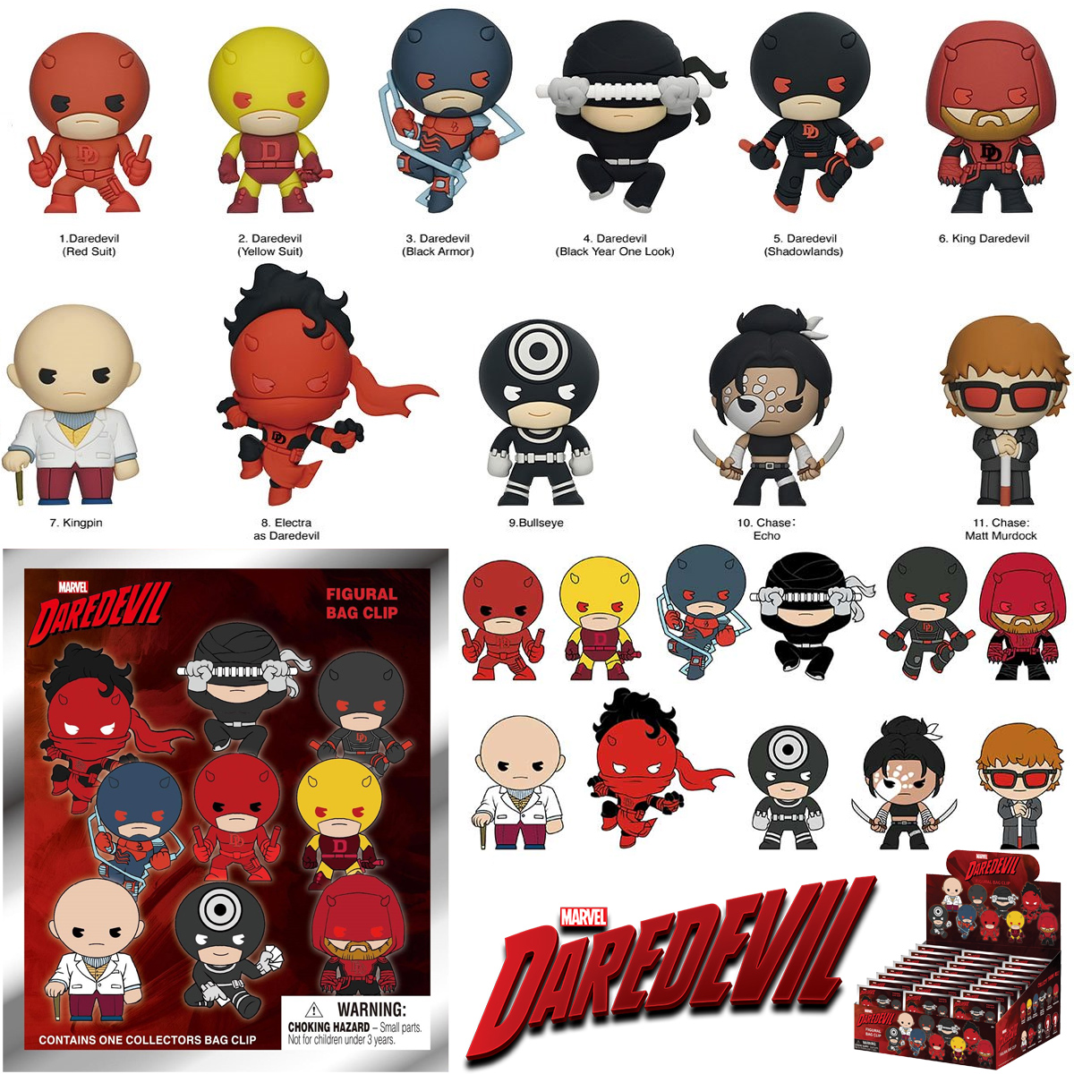 Chaveiros Demolidor (Daredevil) Marvel 3D Figural Bag Clips