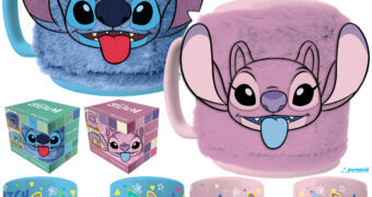 Canecas Felpudas de Pelúcia Stitch e Angel Fuzzy Mugs