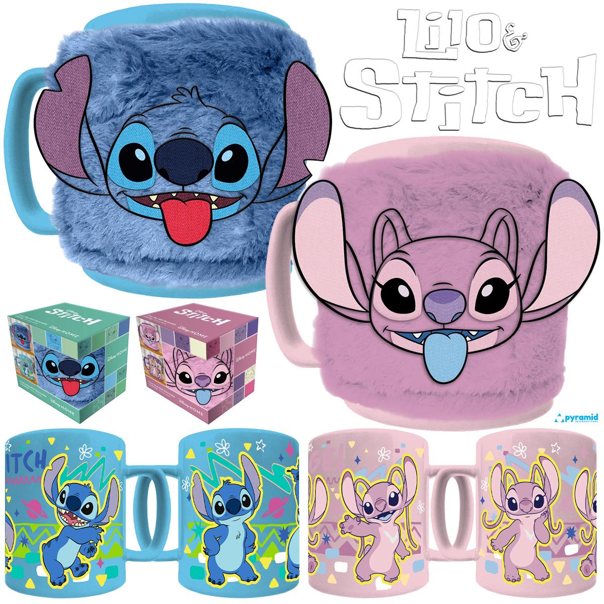 Canecas de Pelúcia Felpudas Stitch e Angel Fuzzy Mugs