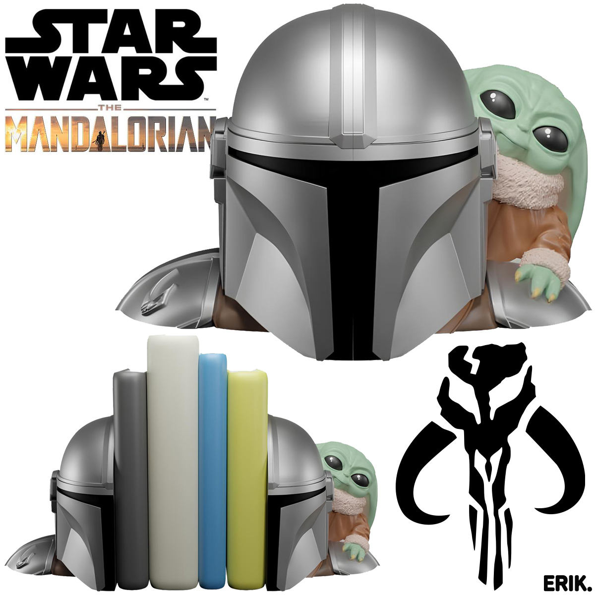 Apoios de Livros Mandalorian Bookends (Star Wars)