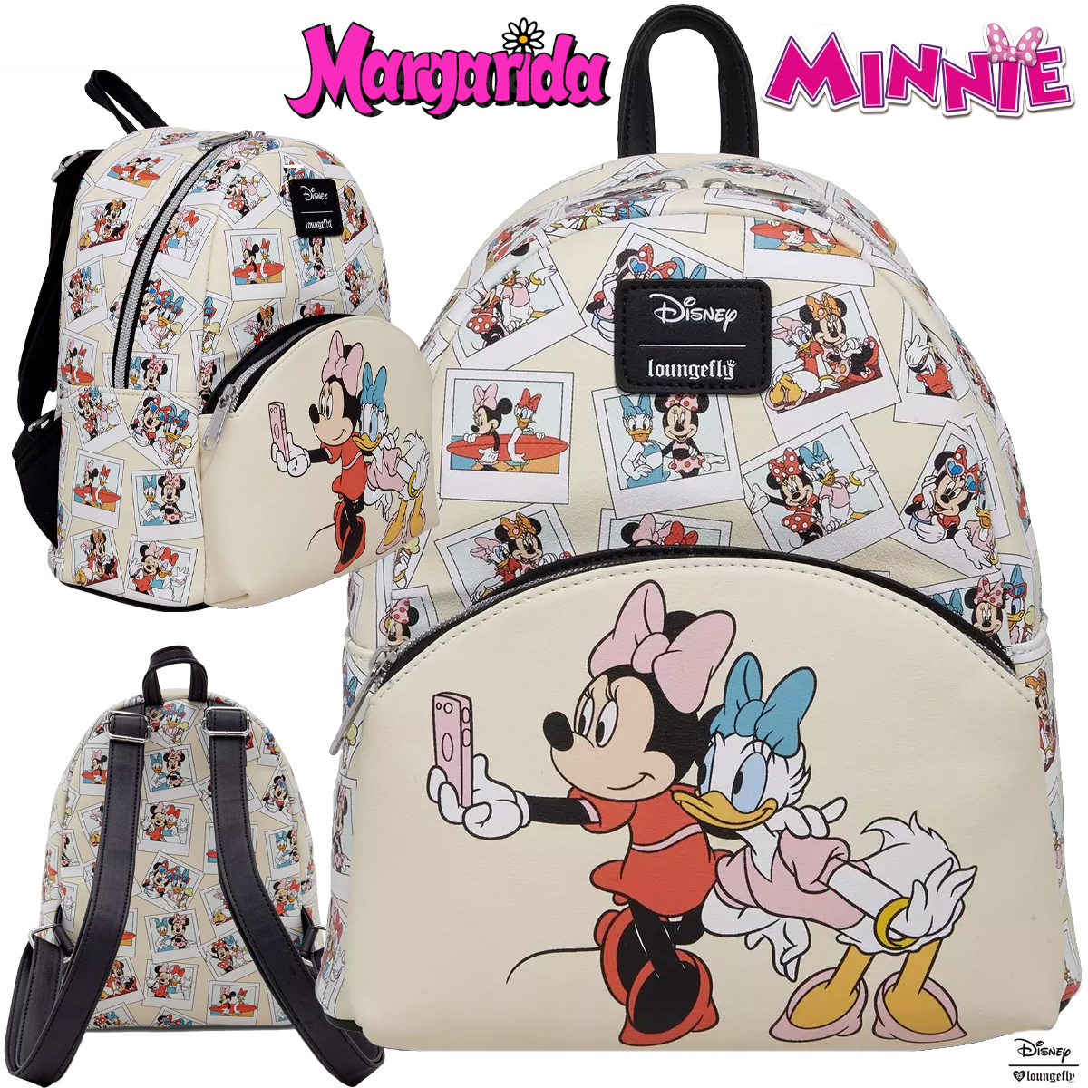 Mini-Mochila Margarida e Minnie Tirando Selfies (Loungefly/Disney)