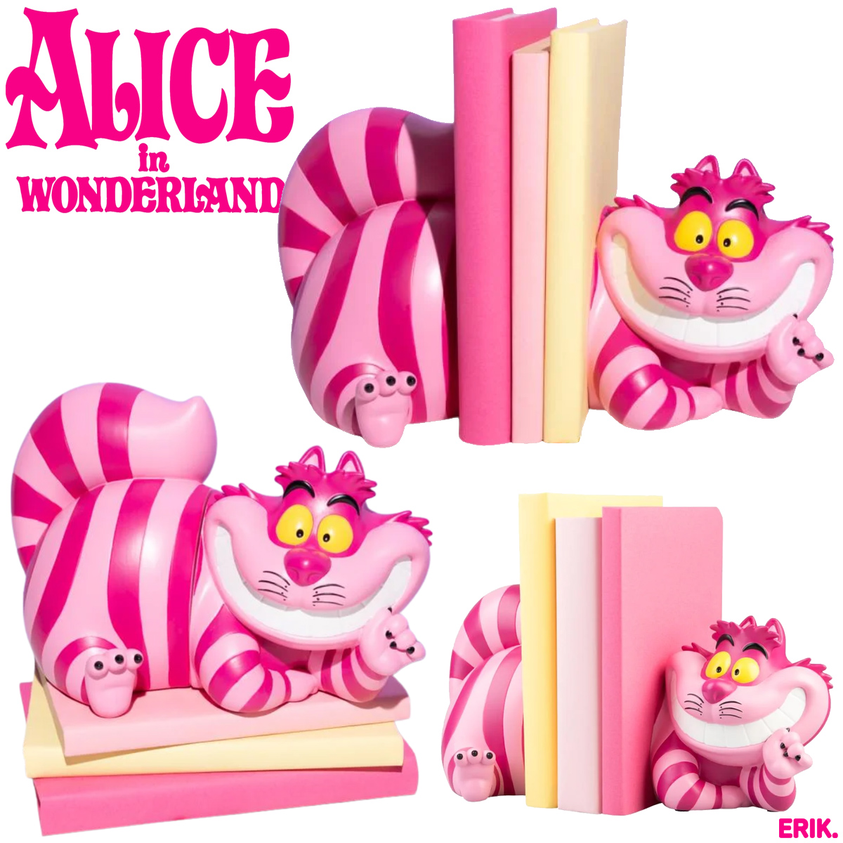 Bookends Alice no País das Maravilhas com o Insano Gato de Cheshire