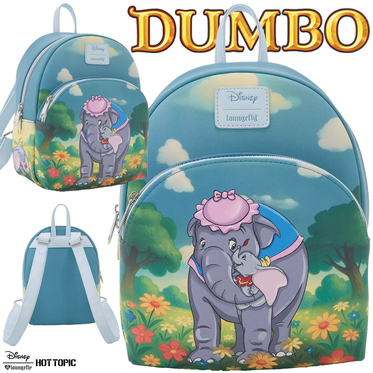 Mini-Mochila Sra. Jumbo e Dumbo no Campo de Flores
