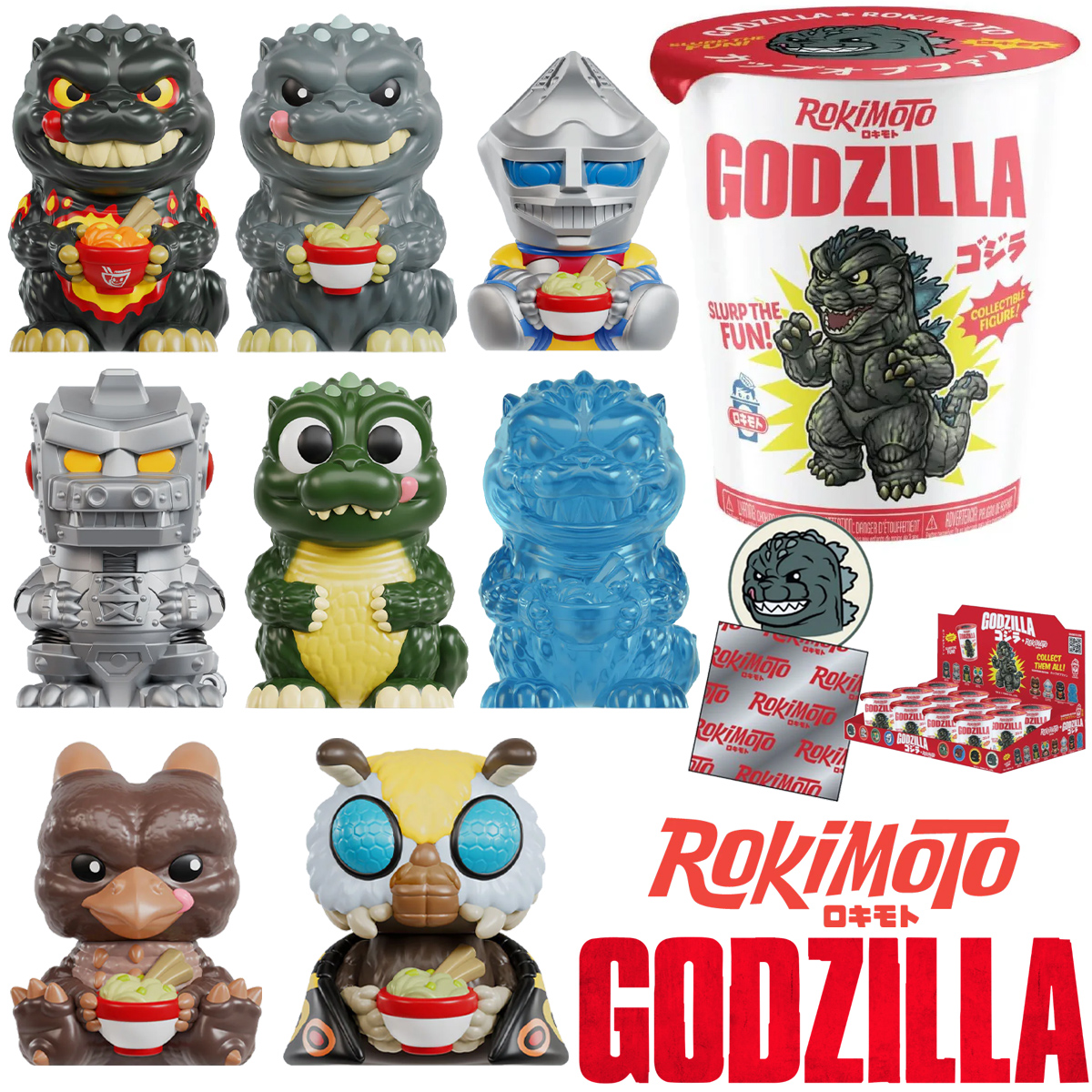 Mini-Figuras Godzilla em Copos de Miojo “Cup Noodles Rokimoto” (Blind Box)