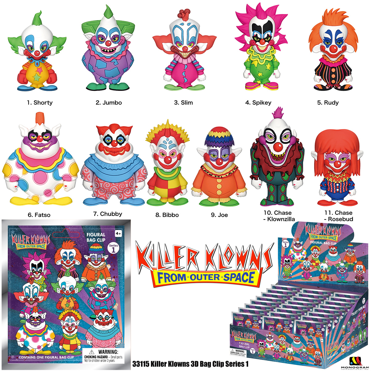 Chaveiros Palhaços Assassinos do Espaço Sideral 3D Figural Bag Clips