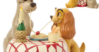 Estátua A Dama e o Vagabundo em Jantar à Luz de Vela para Dois (Jim Shore Disney Traditions)