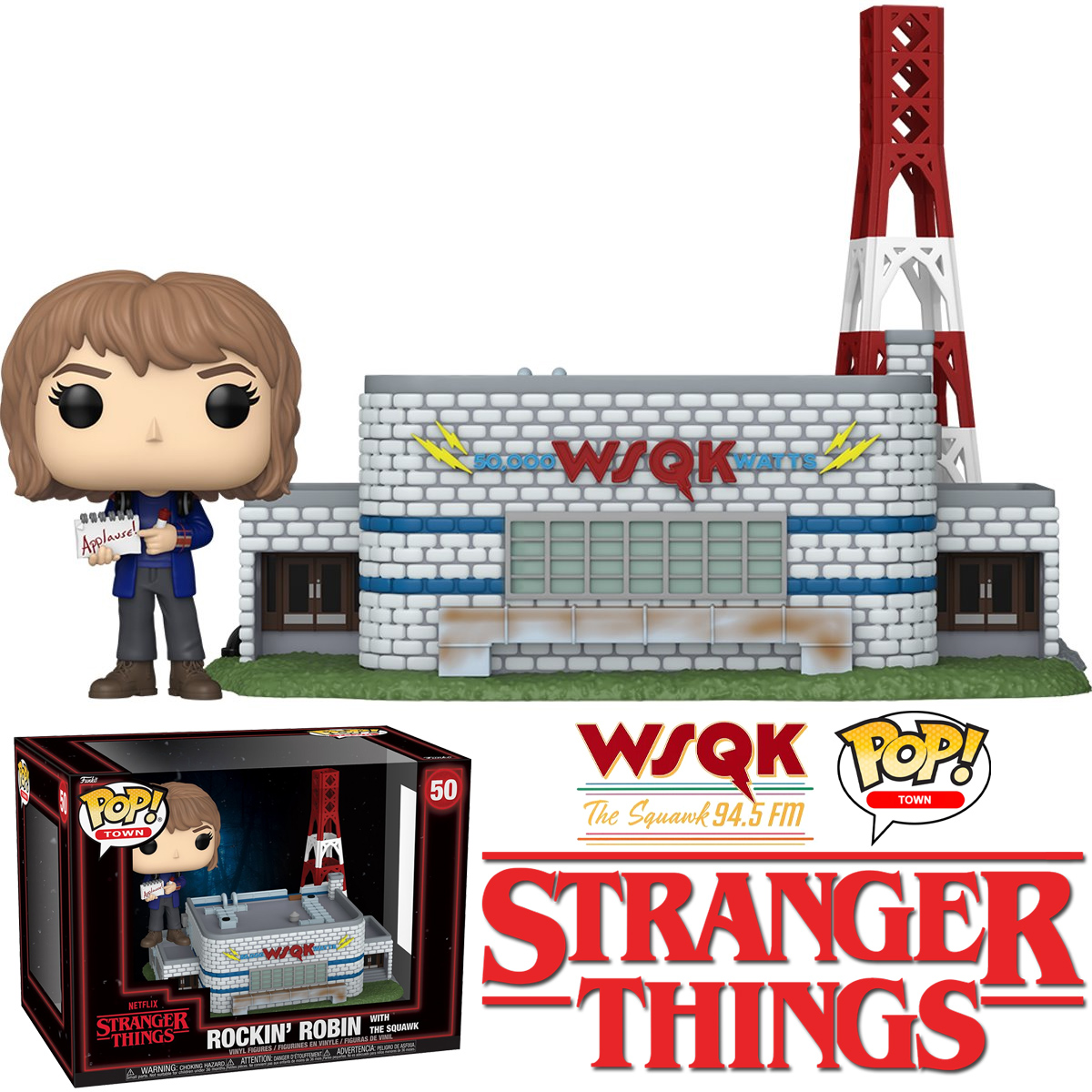 Set Stranger Things Pop! Town com Rockin' Robin e a Rádio FM WSQK 