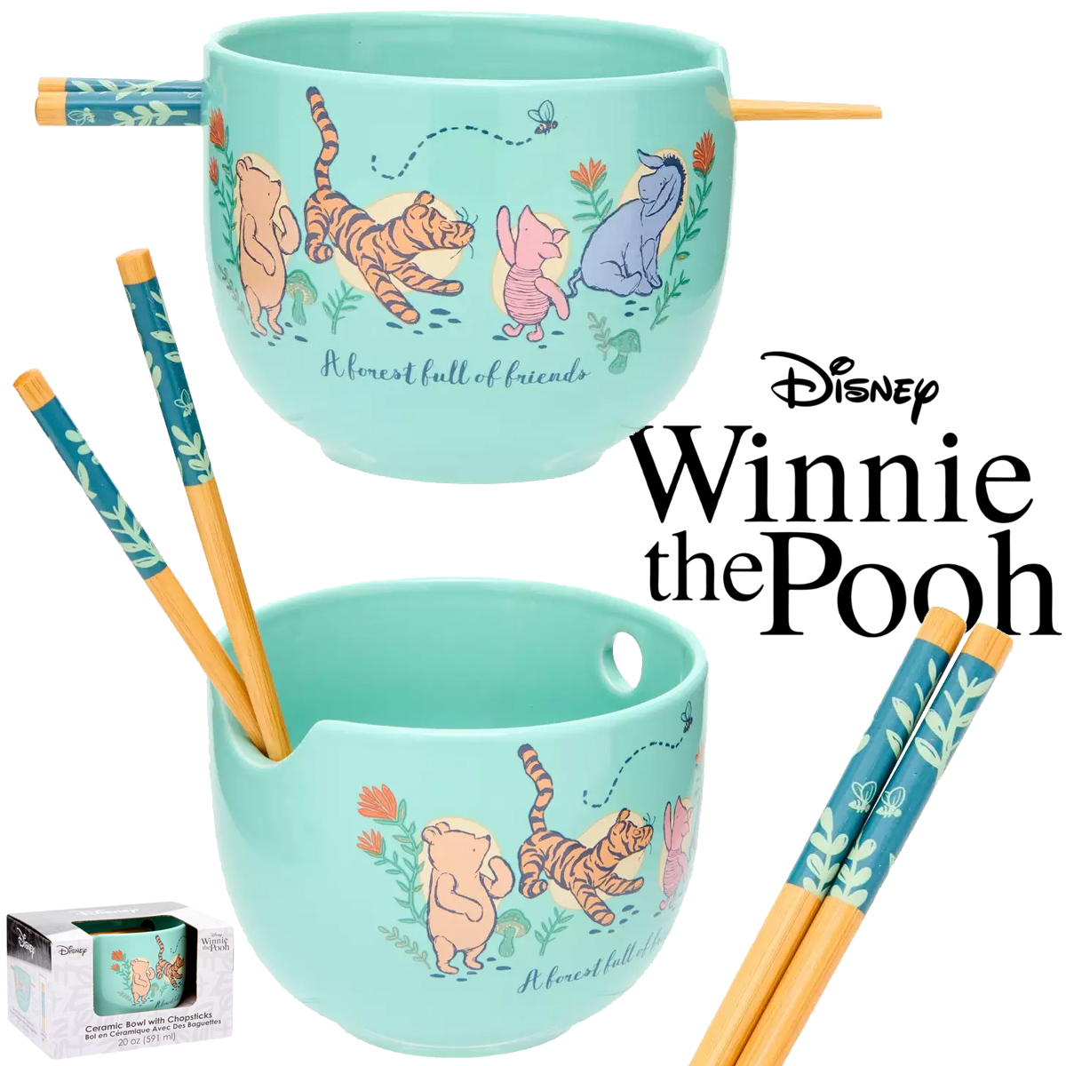 Tigela Ramen Ursinho Pooh e Amigos no Bosque dos Cem Acres