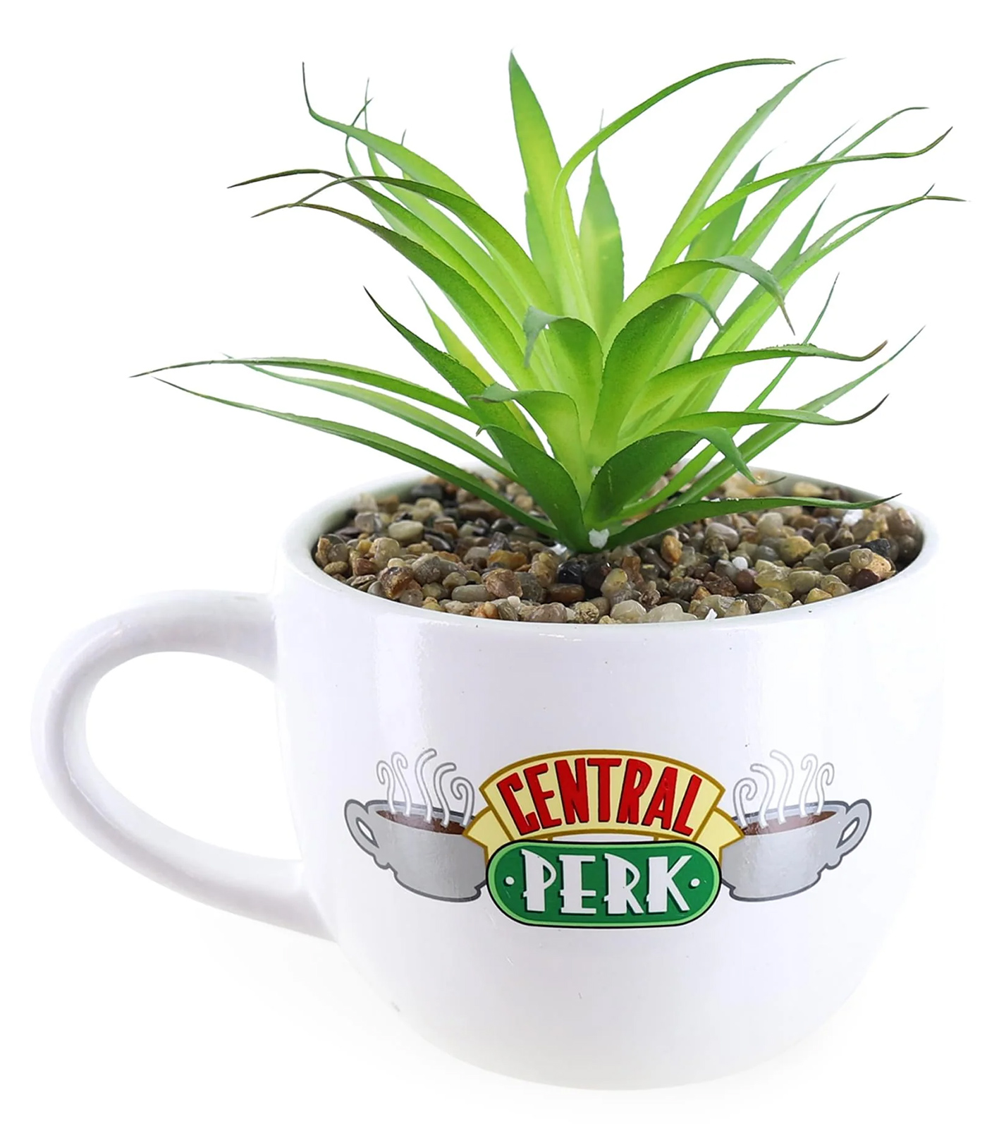 Mini-Vaso de Plantas Friends Xícara de Café Central Perk com Suculenta Artificial