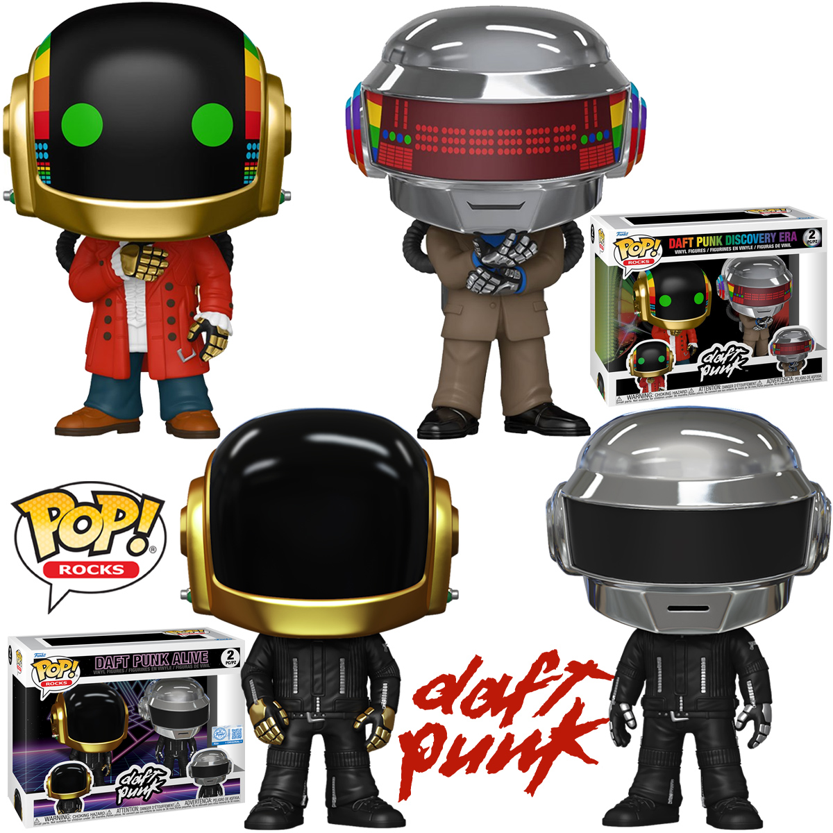 Bonecos Pop! Rocks da Banda Daft Punk “Discovery” e “Alive”