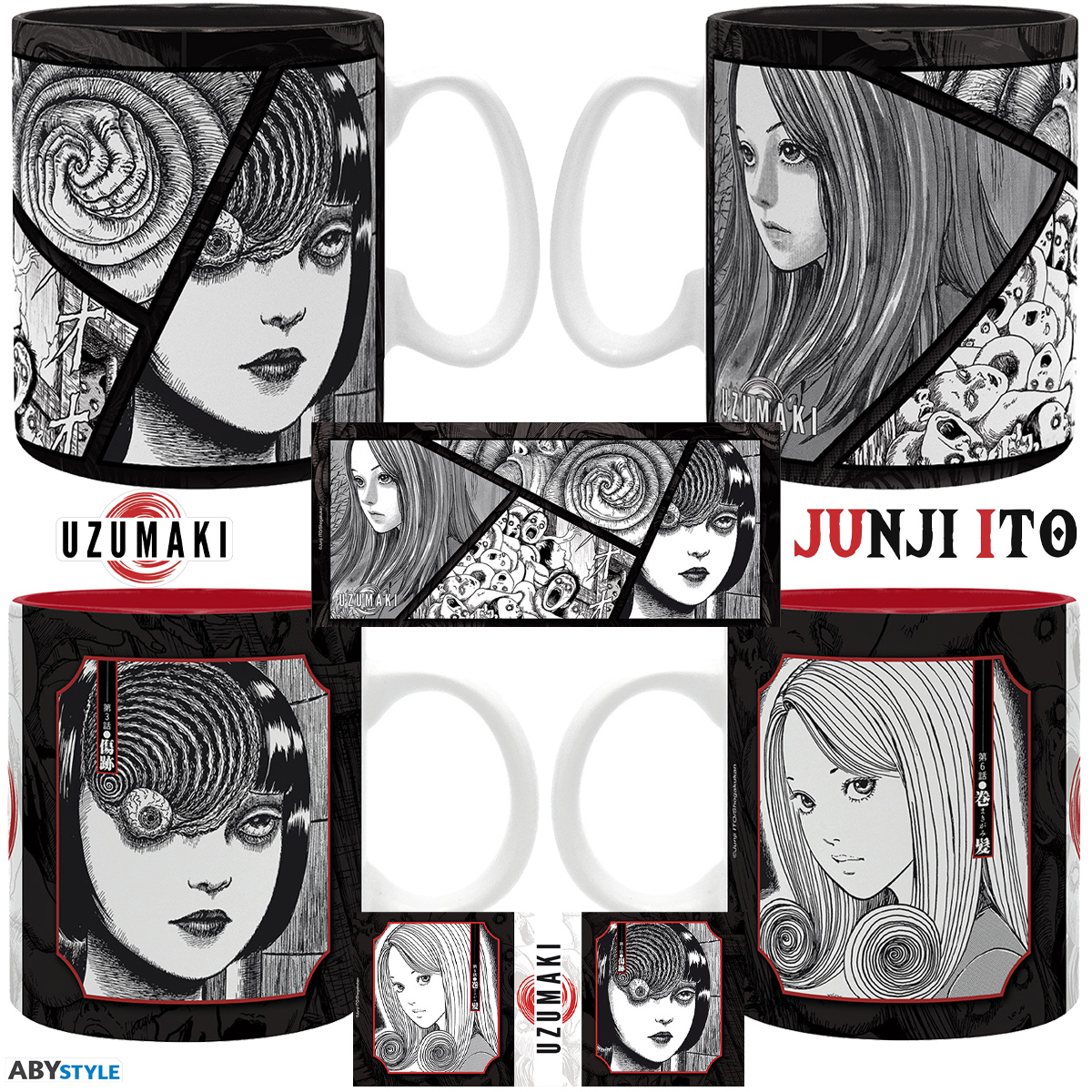 Canecas Junji Ito Uzumaki - A Espiral do Horror com Azami Kurotani e Kirie Goshima