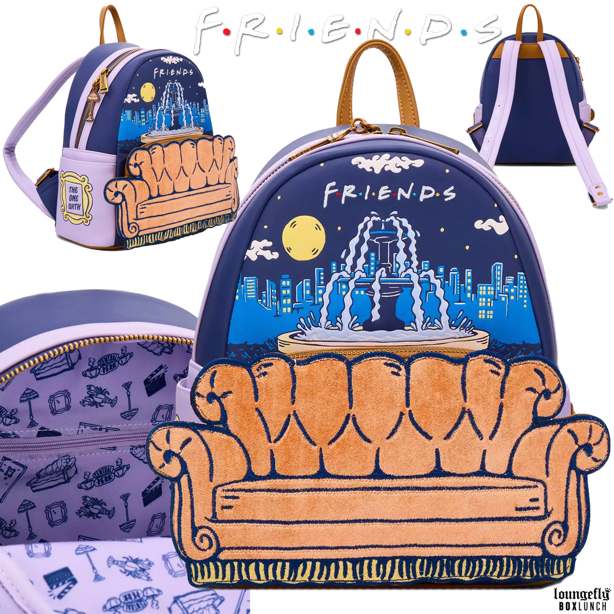 Mini-Mochila da Série Friends com Sofá Amarelo de Veludo