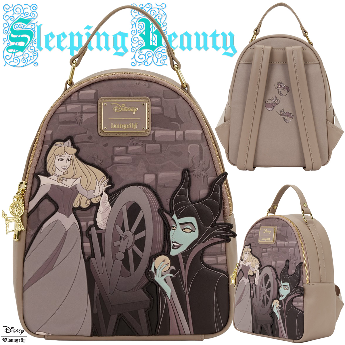 Mini-Mochila A Bela Adormecida com Princesa Aurora, Malévola e a Roca
