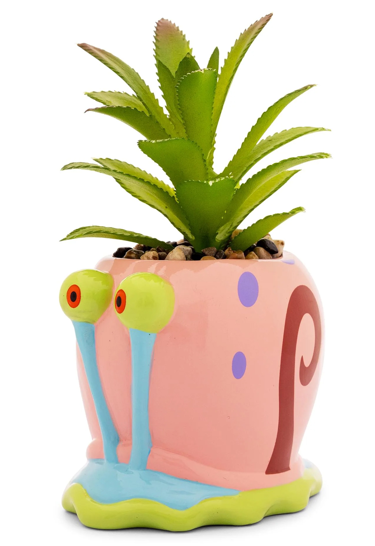 Mini-Vaso de Plantas Caracol Gary com Suculenta Artificial (Bob Esponja Calça Quadrada)