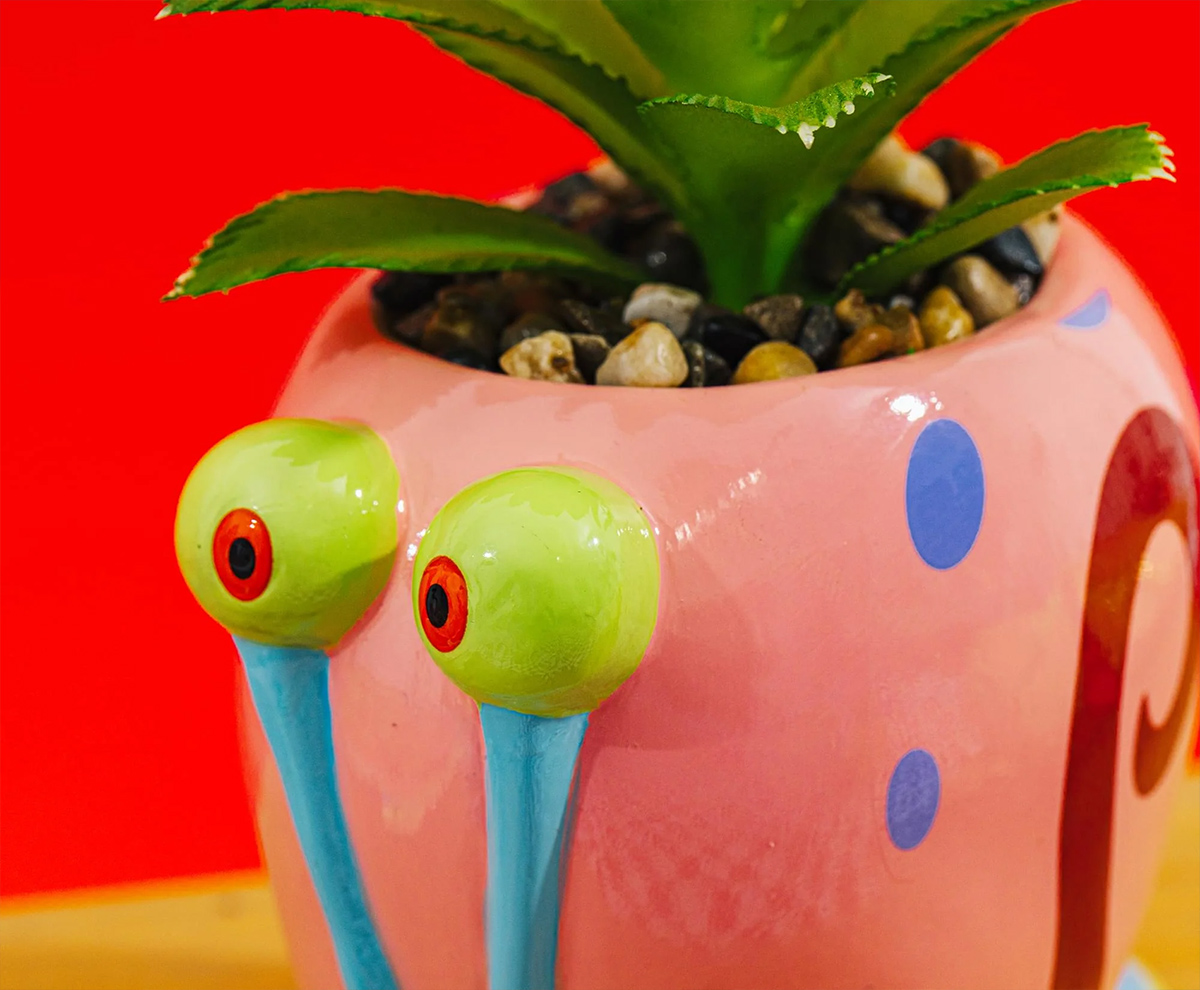 Mini-Vaso de Plantas Caracol Gary com Suculenta Artificial (Bob Esponja Calça Quadrada)