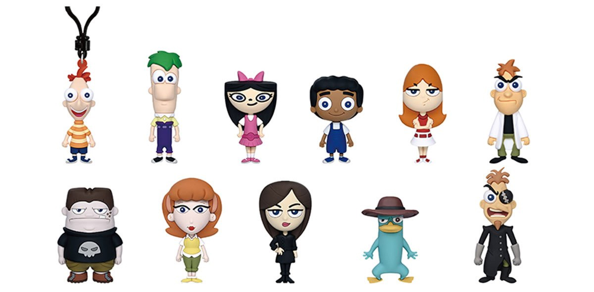 Chaveiros da Série Animada Phineas e Ferb 3D Figural Bag Clips (Blind-Bag)