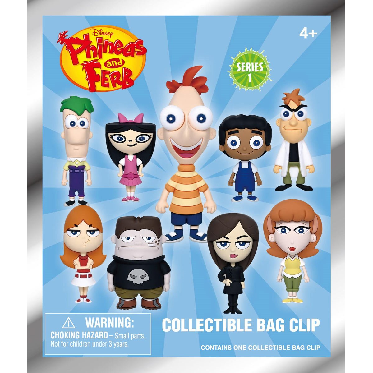 Chaveiros da Série Animada Phineas e Ferb 3D Figural Bag Clips (Blind-Bag)