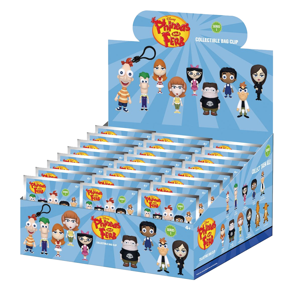 Chaveiros da Série Animada Phineas e Ferb 3D Figural Bag Clips (Blind-Bag)