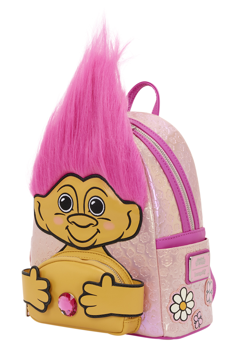 Mini-Mochila Troll da Sorte com Cabeleira Rosa (Good Luck Troll Doll)