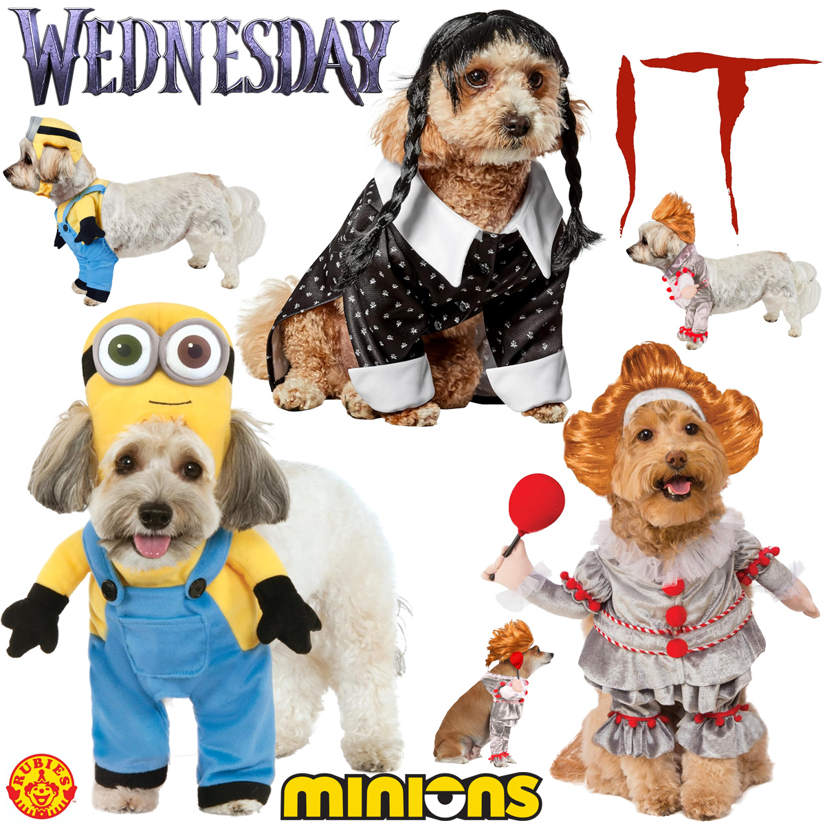 Fantasias de Carnaval Caninas: Minion Bob, Pennywise e Wandinha
