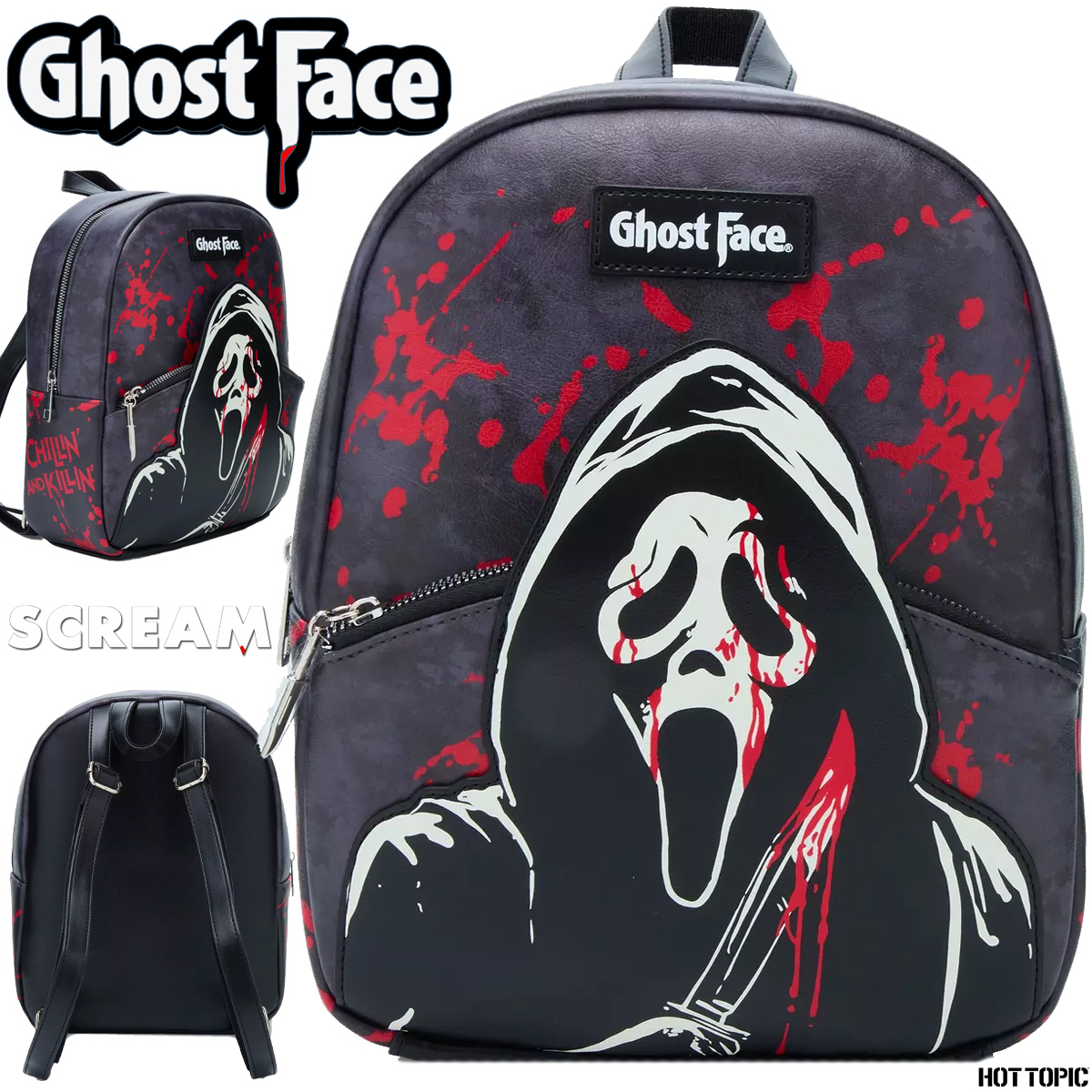 Mini-Mochila Ghost Face “Blood Splatter” do Filme Pânico (Scream)