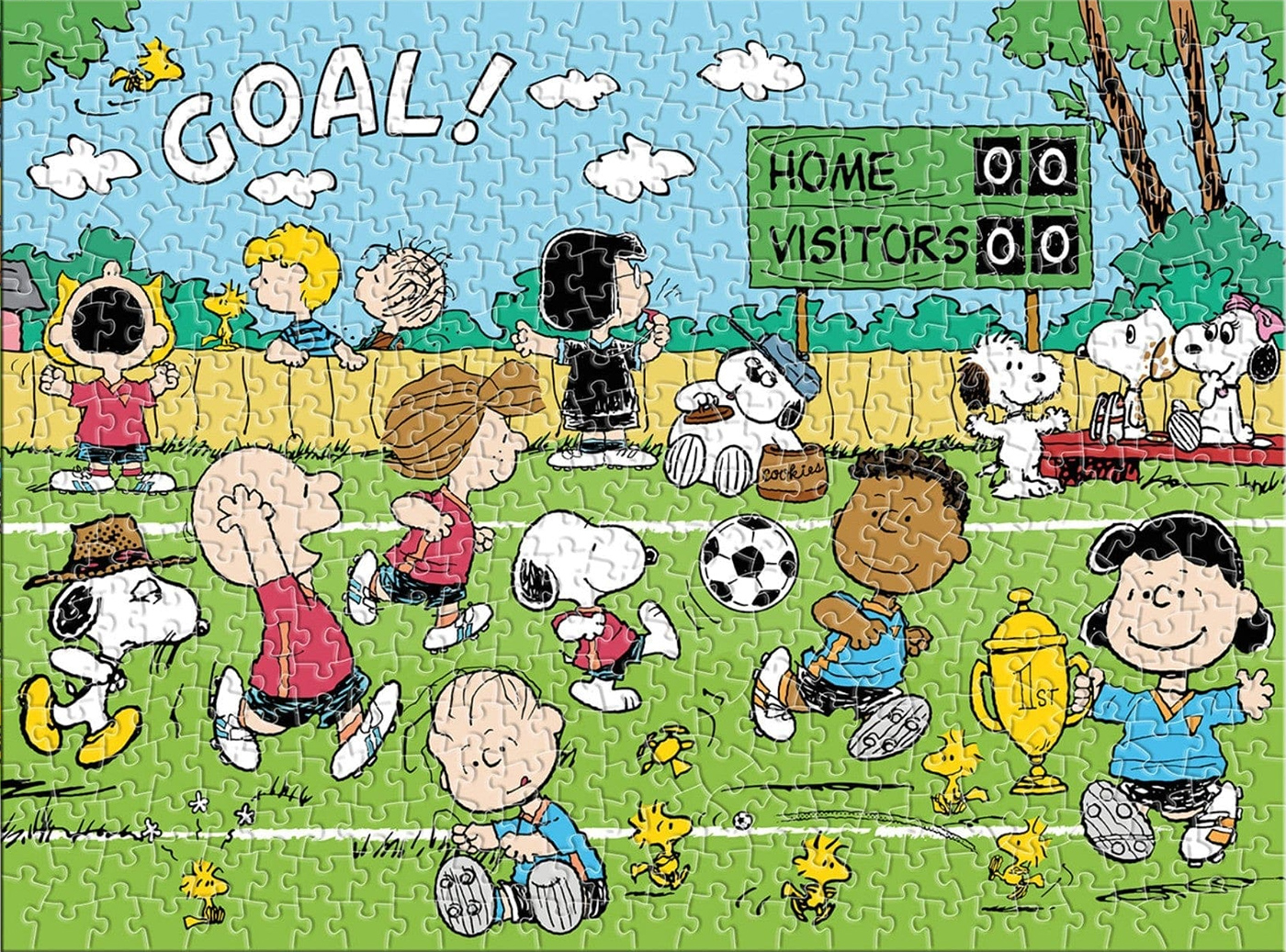 Quebra-Cabeça Peanuts com Snoopy e Amigos Jogando Futebol
