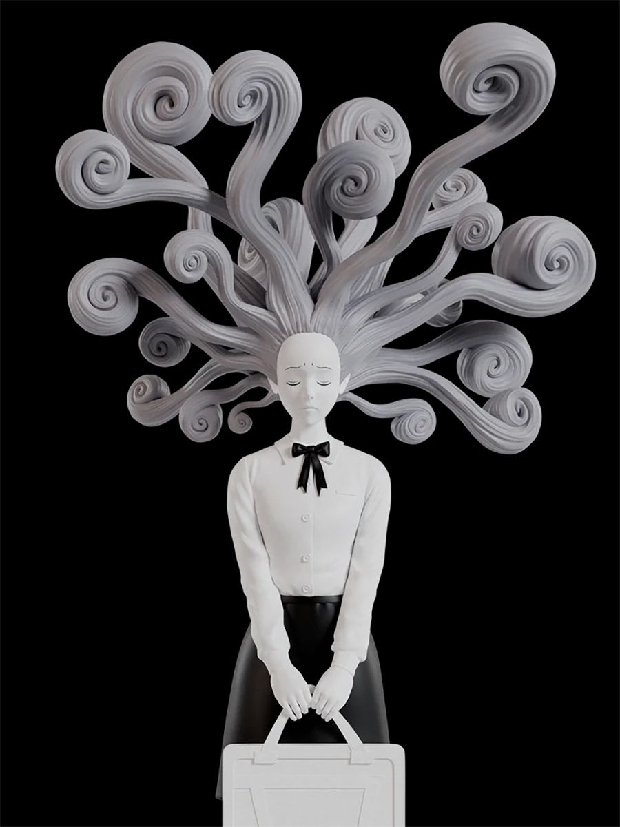 Estátua Kirie Goshima do Mangá Uzumaki de Junji Ito