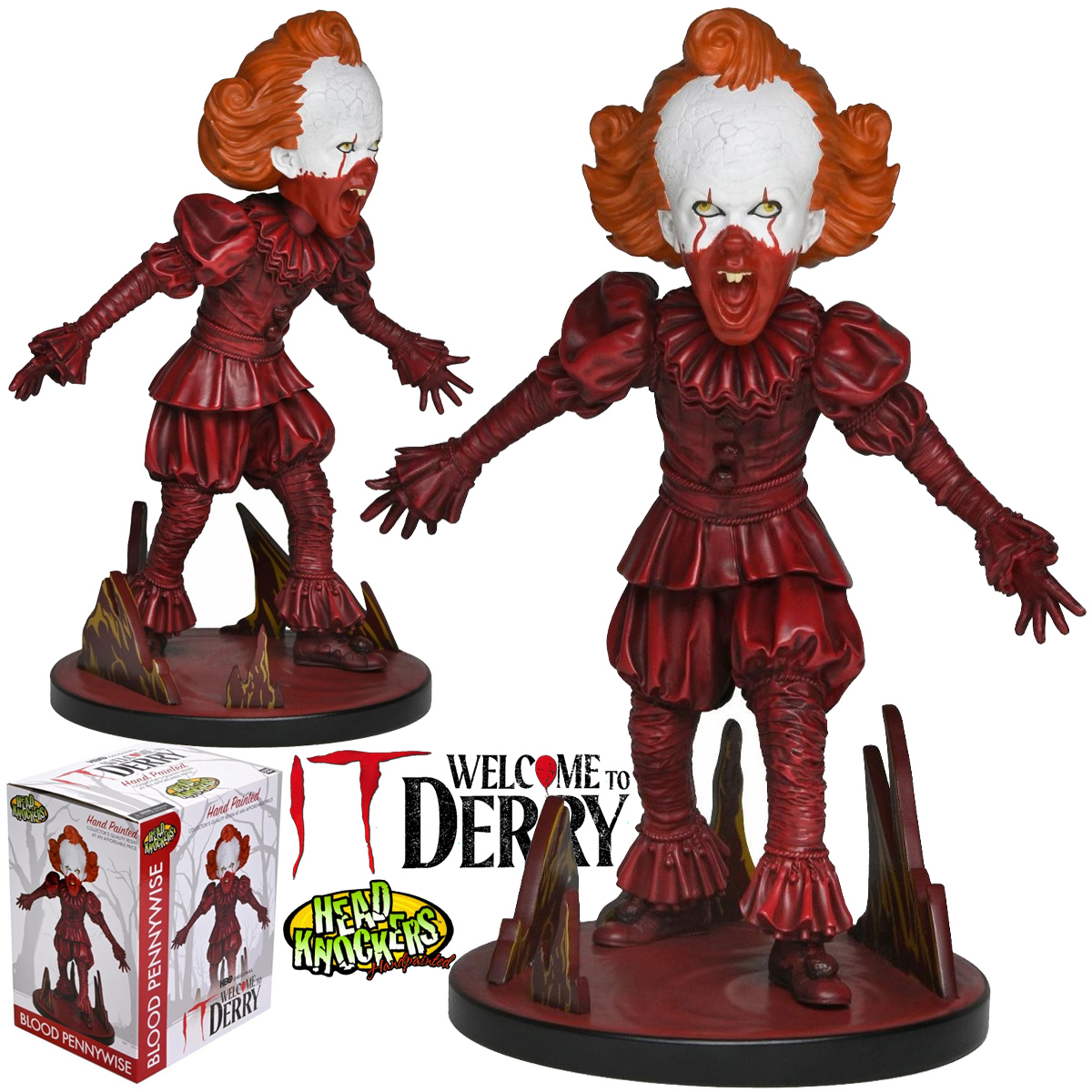 Boneco Palhaço Pennywise Head Knocker da série It: Bem-vindos a Derry (Neca)
