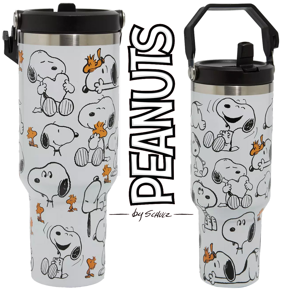 Caneca de Viagem Térmica Peanuts Snoopy & Woodstock (Aço Inoxidável)