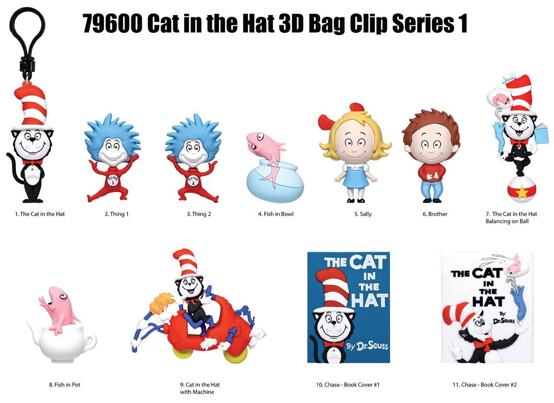 Chaveiros O Gatola da Cartola de Dr. Seuss 3D Figural Bag Clips (Blind-Bag)