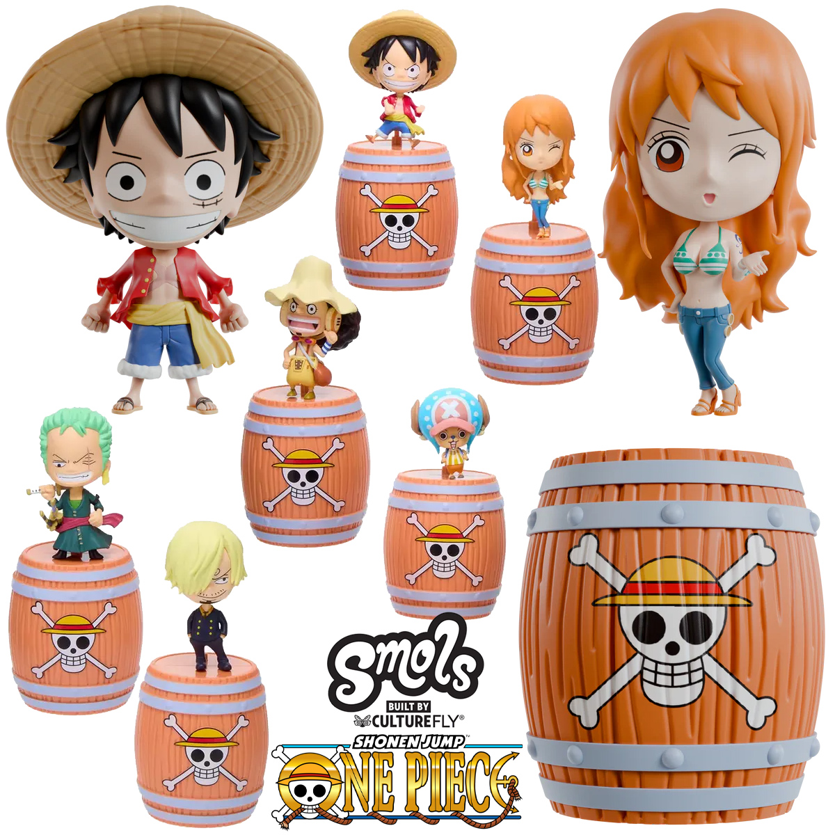 Mini-Figuras One Piece Smols em Barris dos Piratas do Chapéu de Palha (Blind Box)