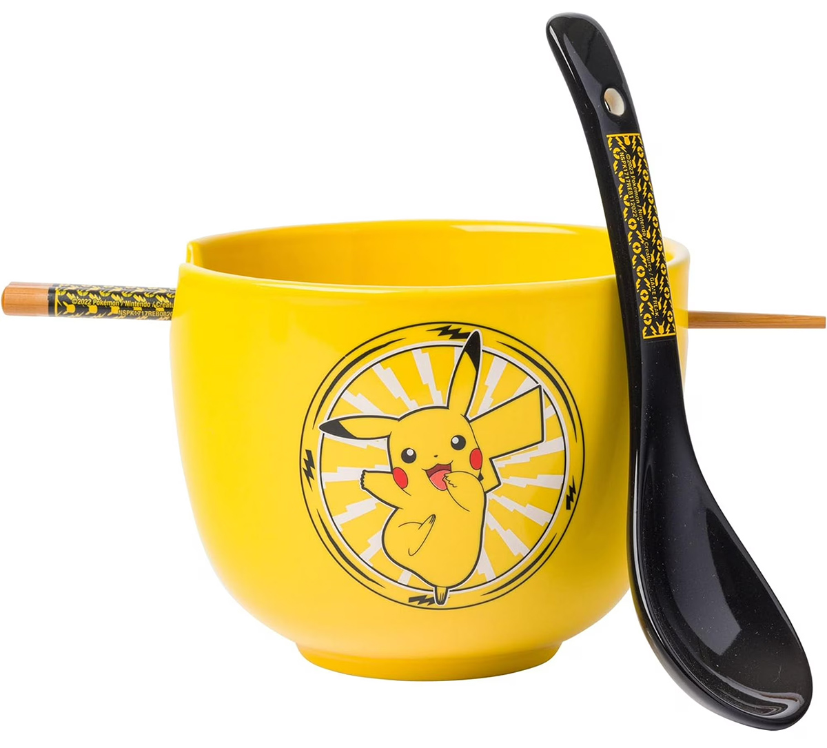 Tigela Ramen Pokémon Pikachu Feliz com Colher e Hashis