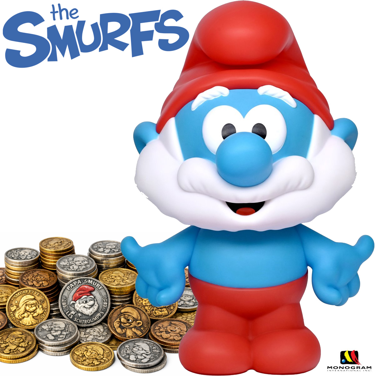 Cofrinho Papa Smurf PVC Figural Bank de Os Smurfs