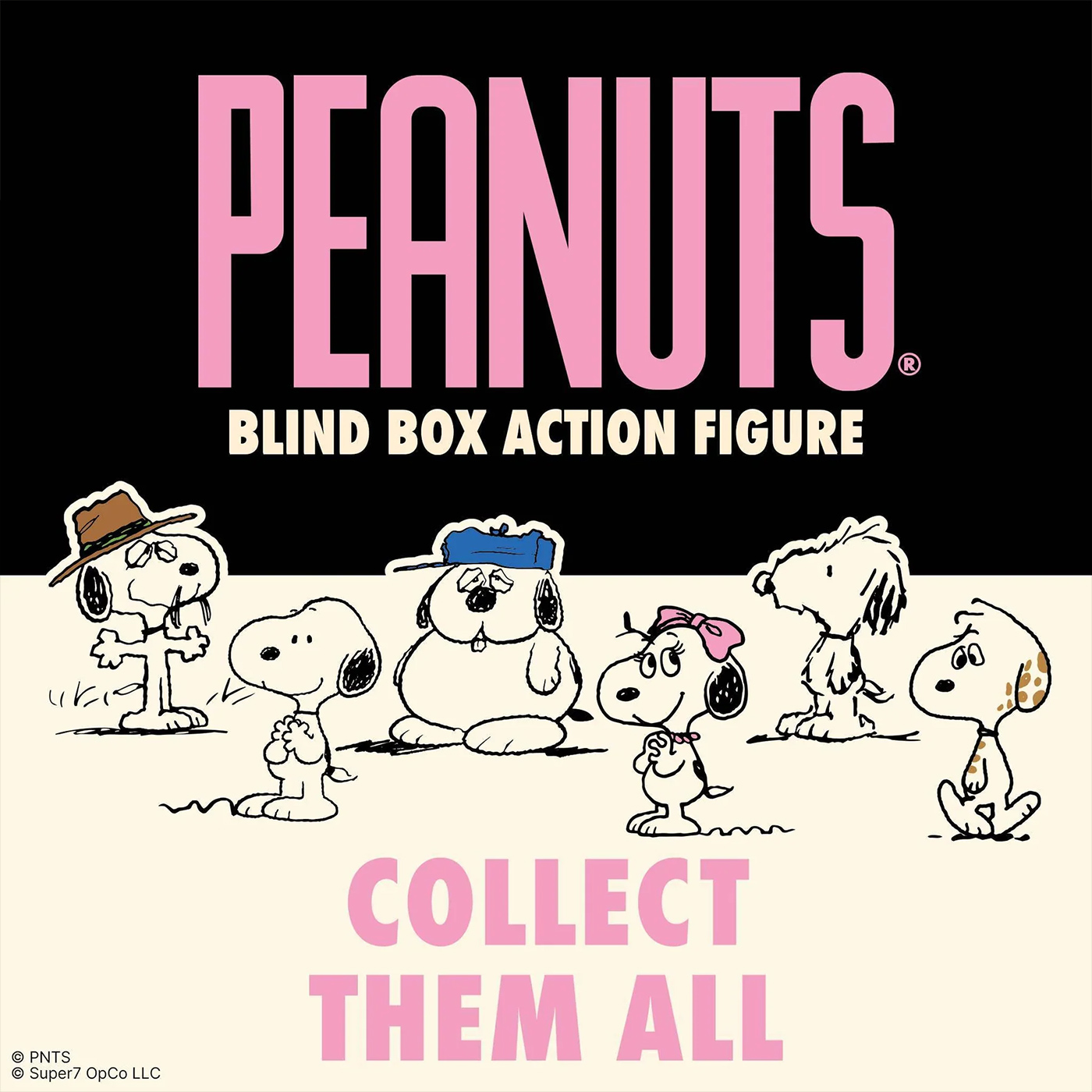 Action Figures Peanuts ReAction Blind-Box com Irmãos e Irmã do Snoopy