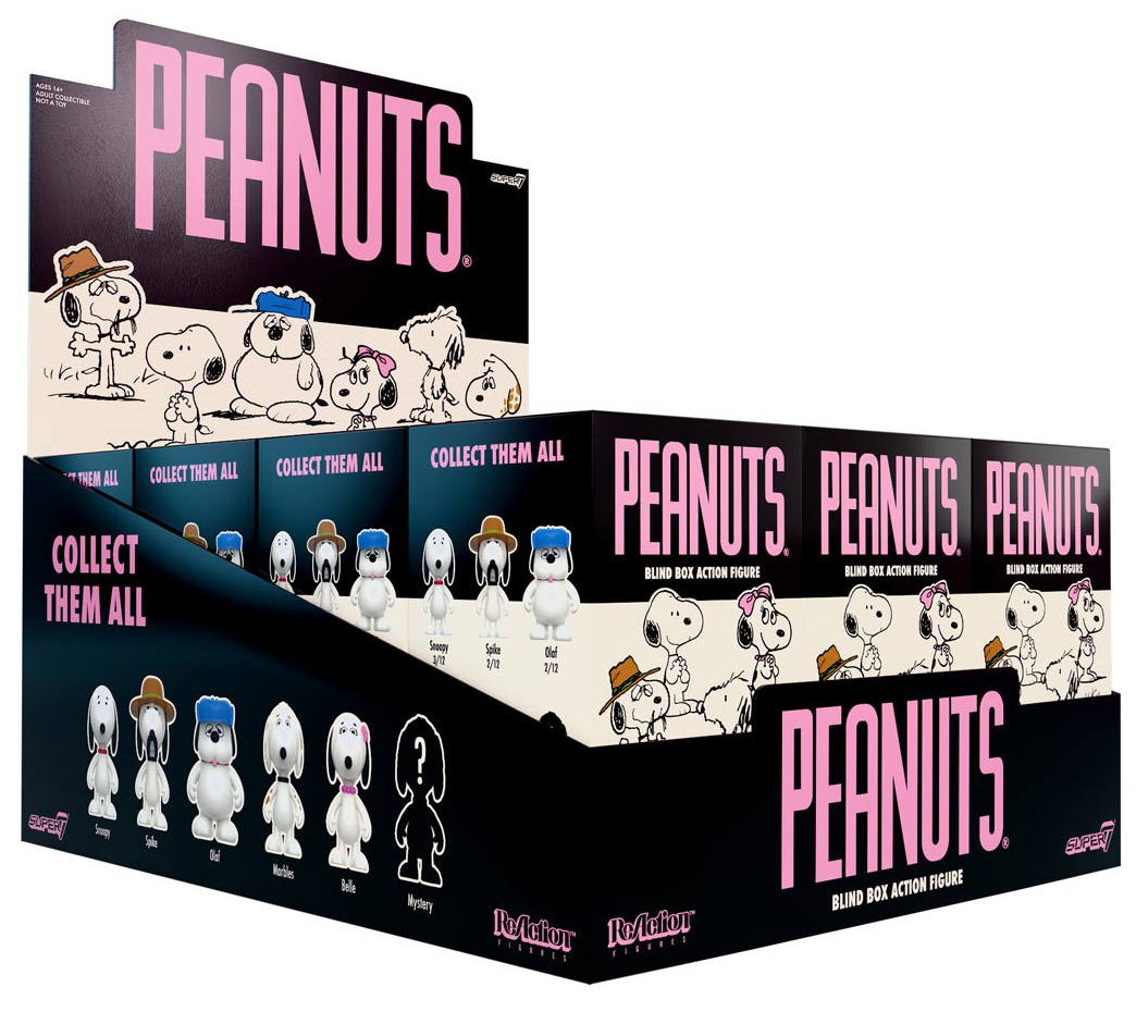 Action Figures Peanuts ReAction Blind-Box com Irmãos e Irmã do Snoopy