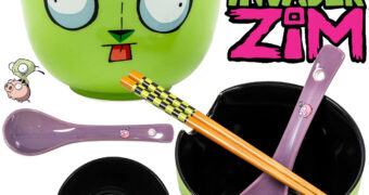 Tigela Ramen GIR, o Robô Disfuncional da Série Invader Zim com Colher e Hashis
