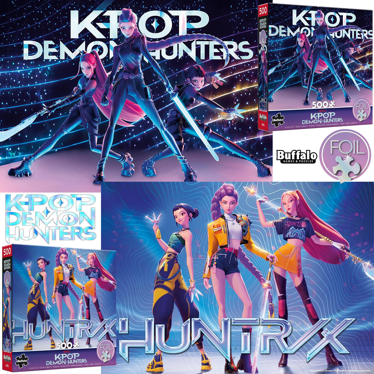 Quebra-Cabeças Metalizados HUNTR/X do filme Guerreiras do K-Pop