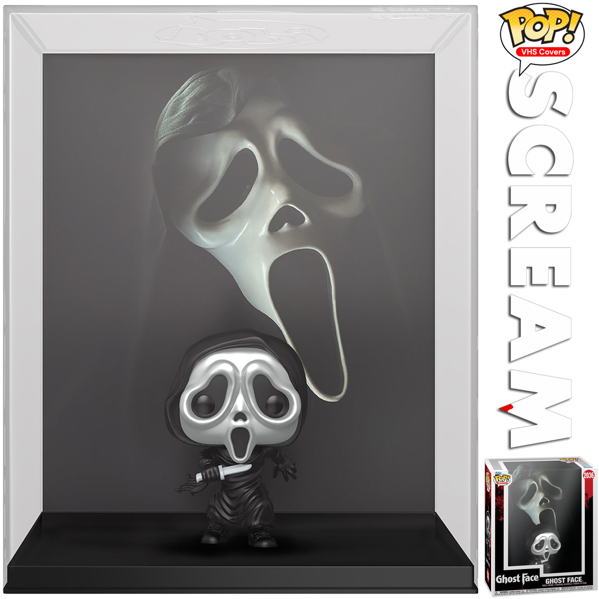 Pop! VHS Cover: Ghost Face com Máscara Metálica de Pânico (Scream)