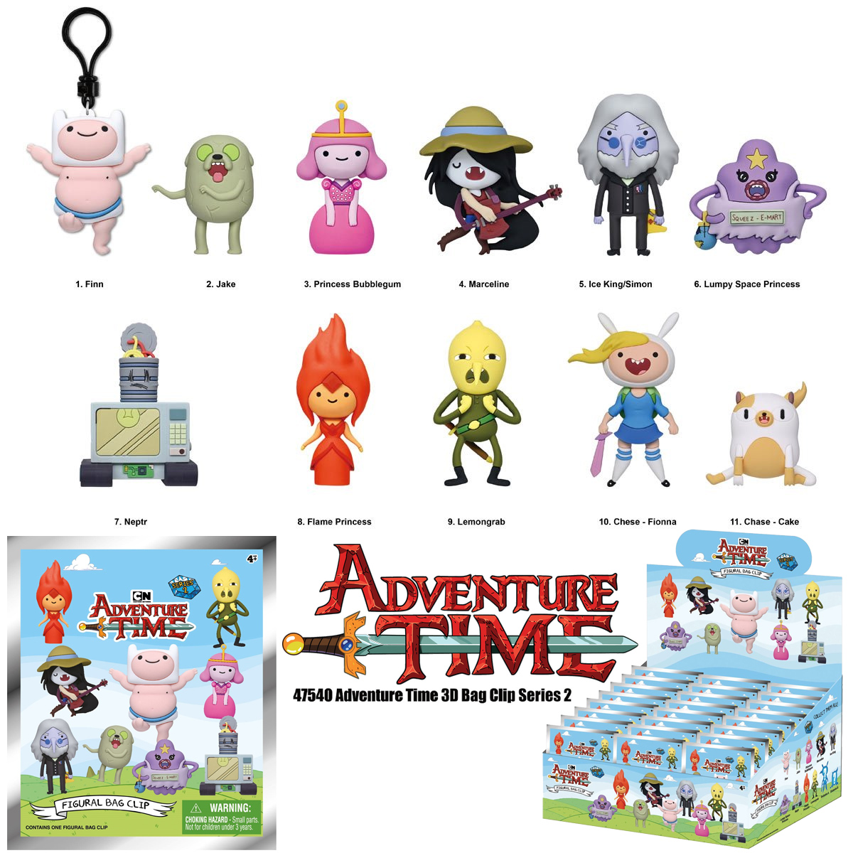 Chaveiros Hora de Aventura (Adventure Time) Série 2 3D Figural Bag Clips