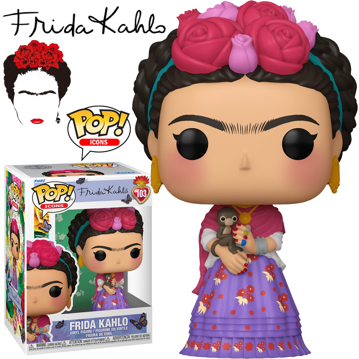 Boneca Frida Kahlo Pop! Icons com Macaco-Aranha