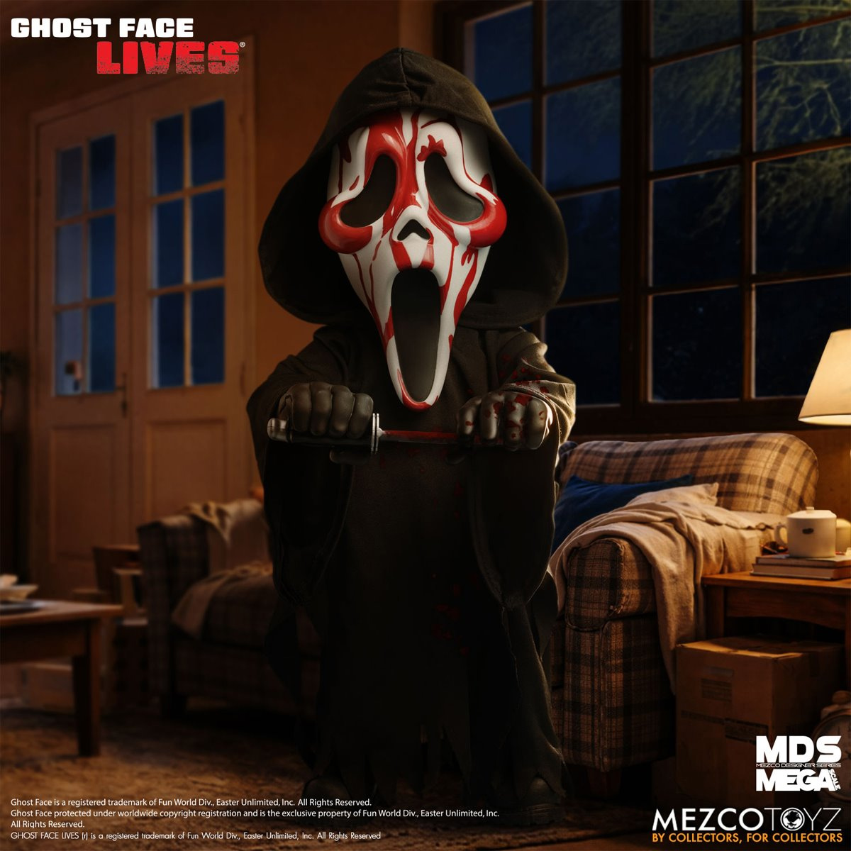 Boneco Ghost Face Lives Mezco Mega Scale com 38 cm (Pânico 7)