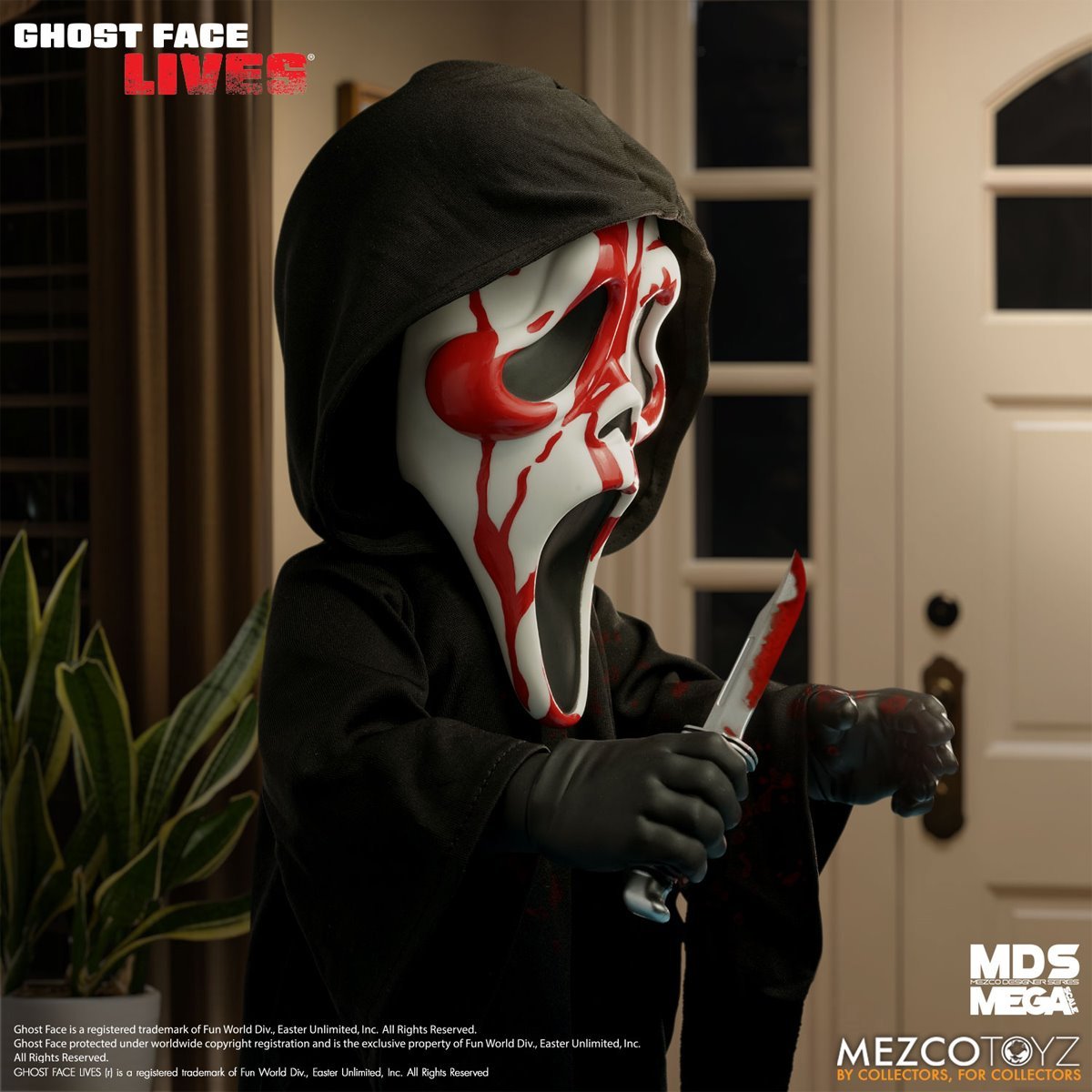 Boneco Ghost Face Lives Mezco Mega Scale com 38 cm (Pânico 7)