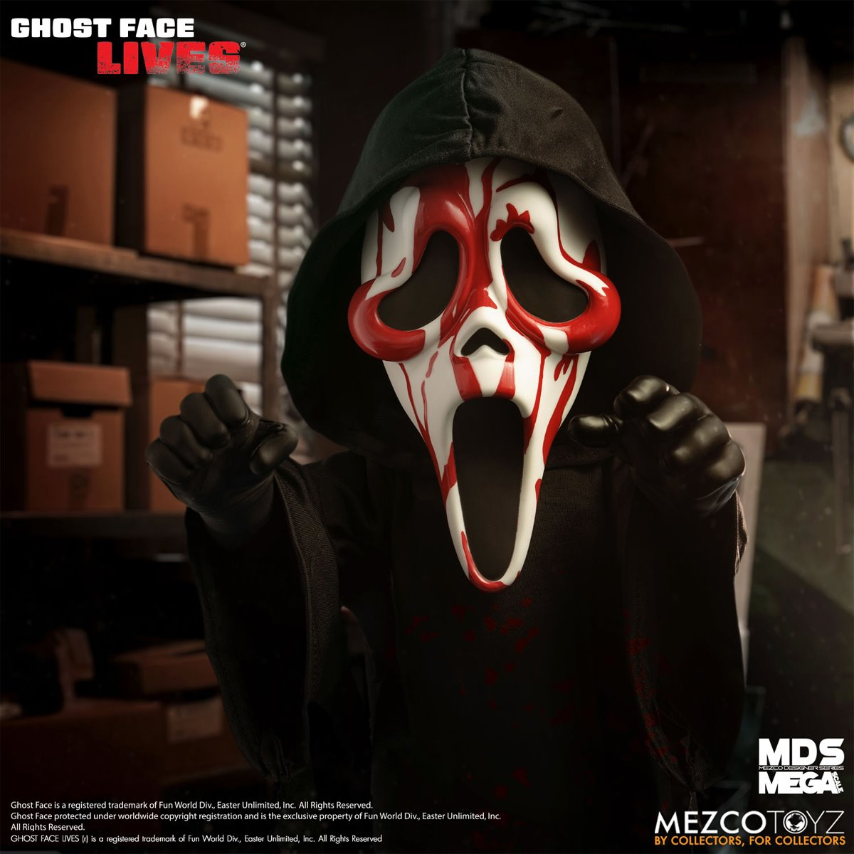 Boneco Ghost Face Lives Mezco Mega Scale com 38 cm (Pânico 7)