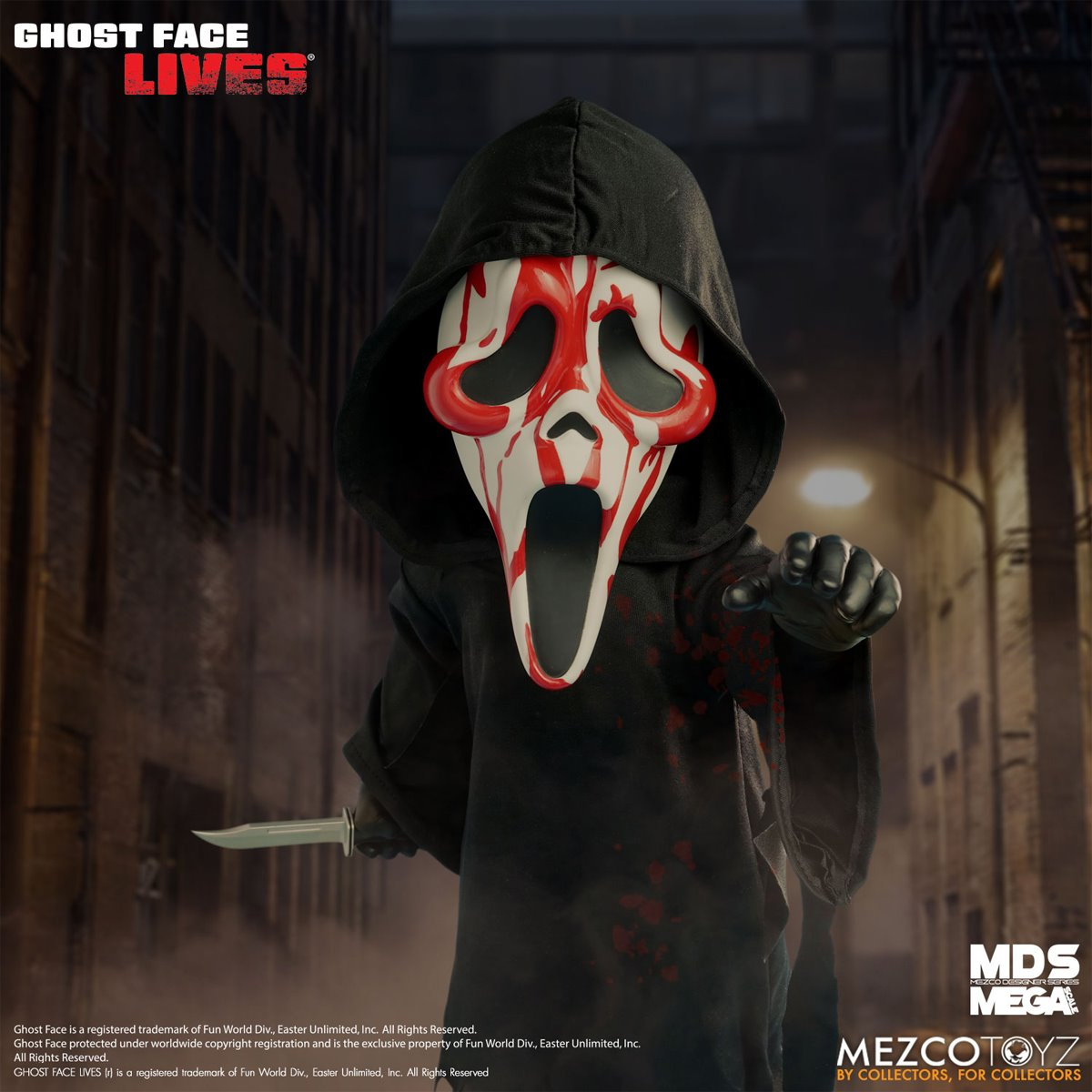 Boneco Ghost Face Lives Mezco Mega Scale com 38 cm (Pânico 7)