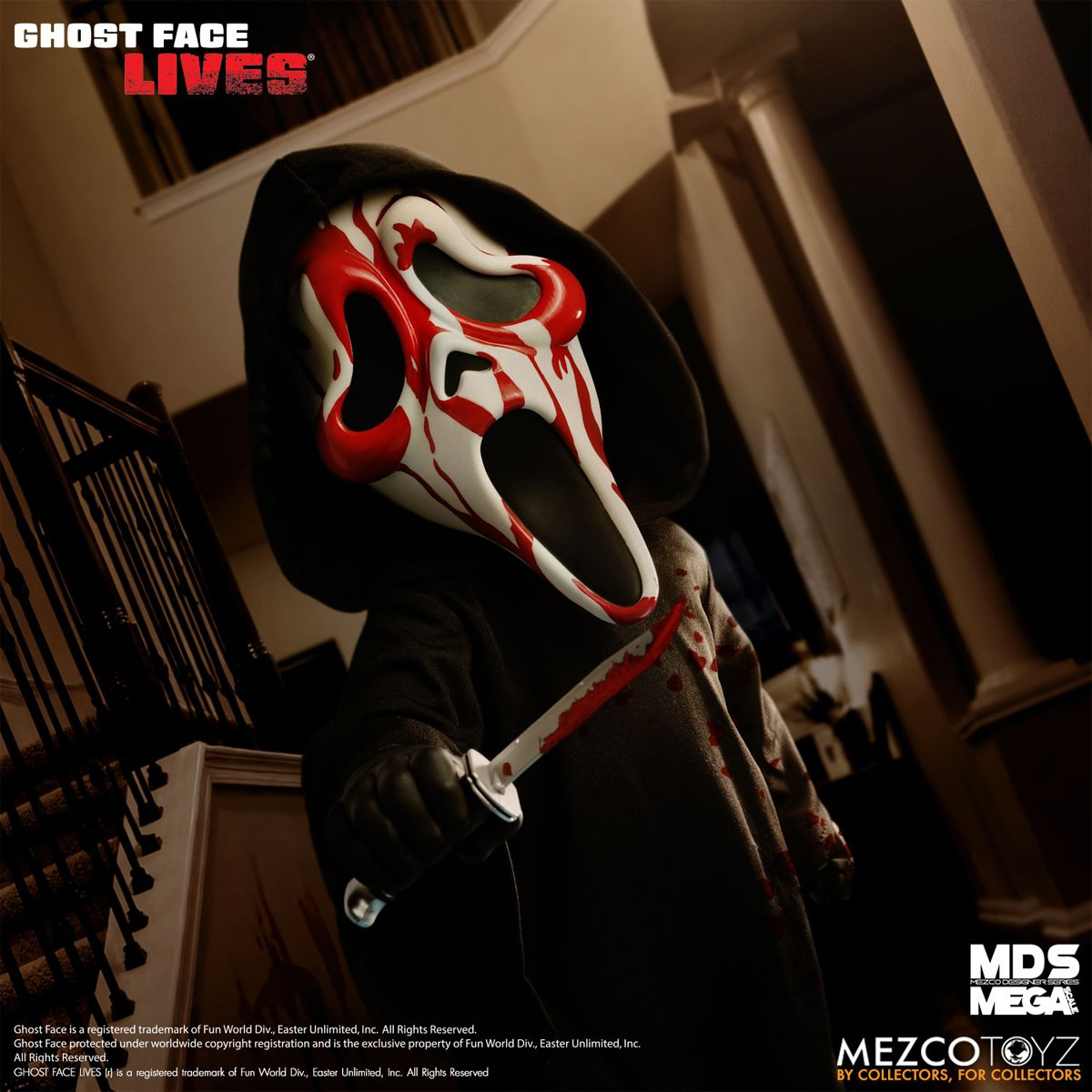 Boneco Ghost Face Lives Mezco Mega Scale com 38 cm (Pânico 7)