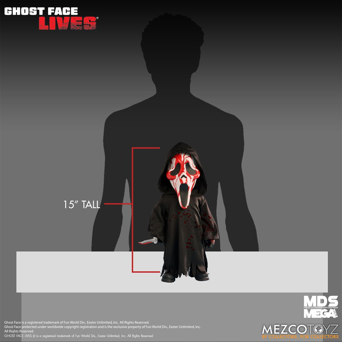 Boneco Ghost Face Lives Mezco Mega Scale com 38 cm (Pânico 7)