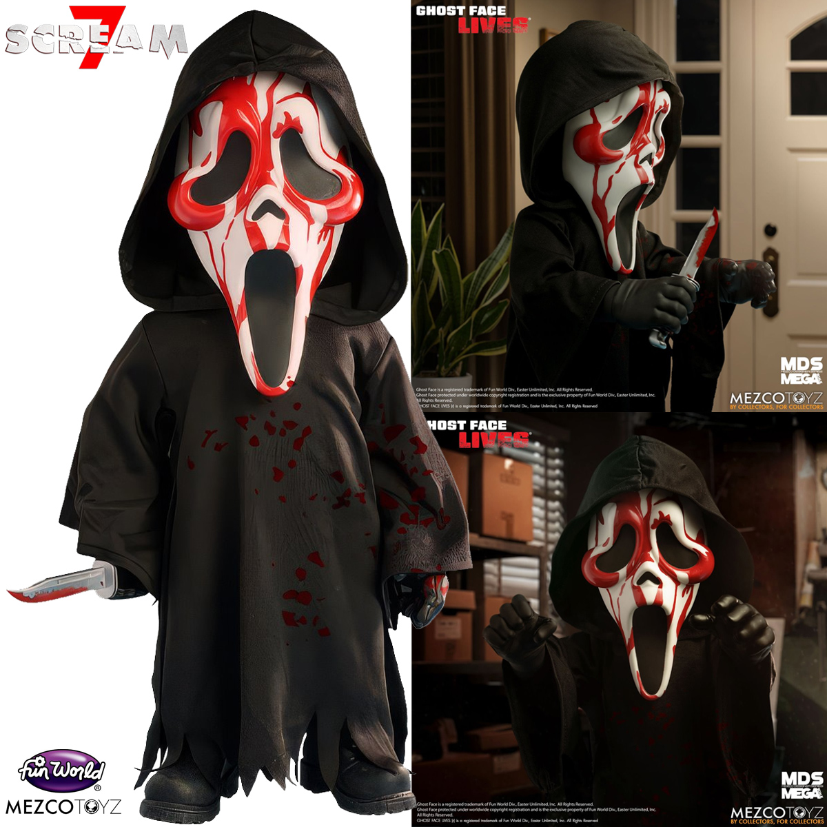 Boneco Ghost Face Lives Mezco Mega Scale com 38 cm (Pânico 7)