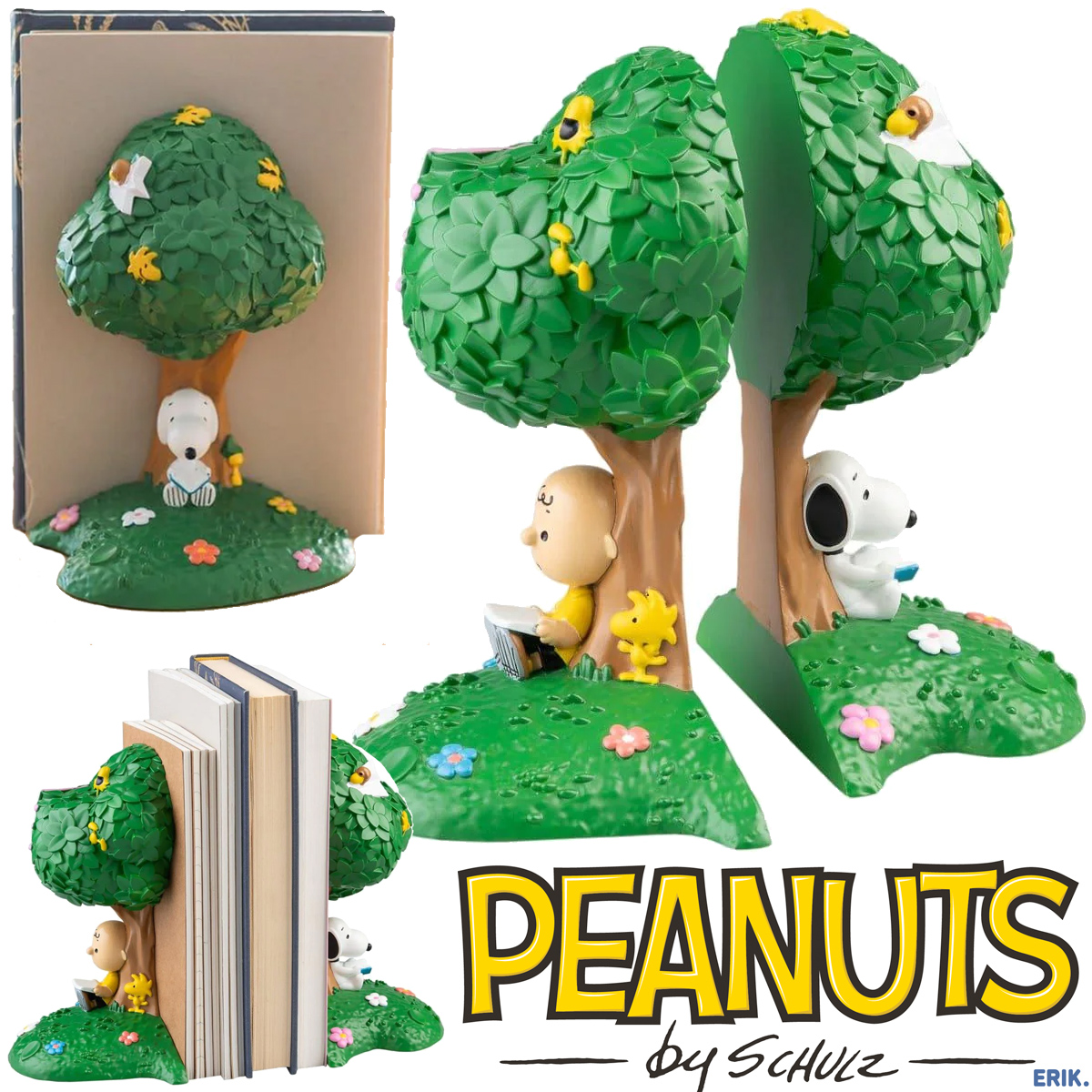 Bookends Peanuts com Charlie Brown e Snoopy