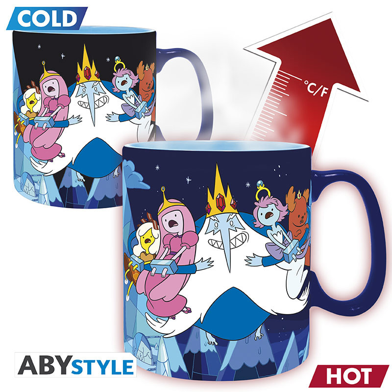 Caneca de Calor Reativa Hora de Aventura com Rei Gelado e as Princesas